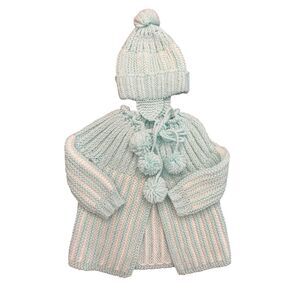 Handmade Knit Baby Sweater and Hat Set